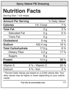 Spicy Naked Pb Dressing Nutrition